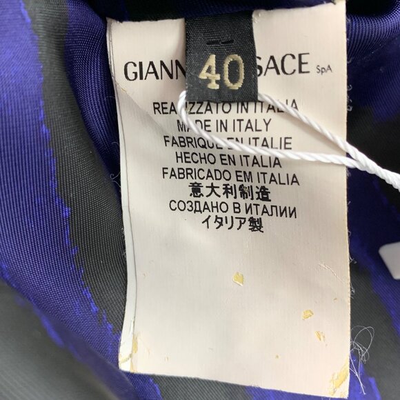 Versace Blue and black woven wool coat - Picture 5 of 7